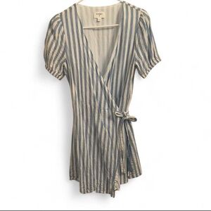 Everly Blue and White Striped Wrap Blouse